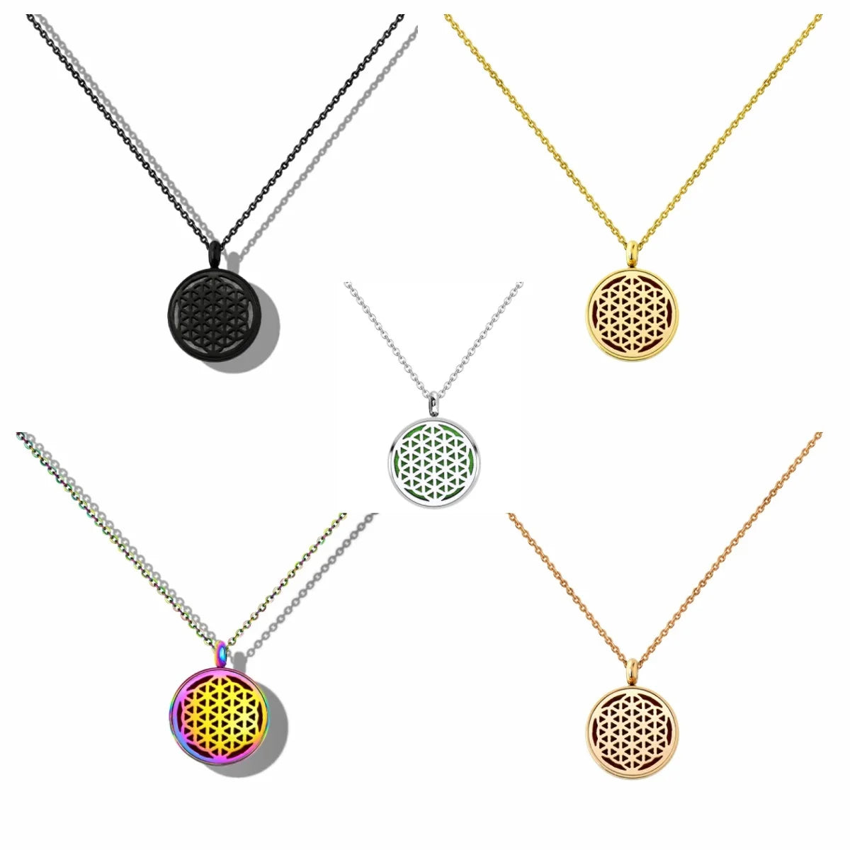 12mm Diffuser Perfume Necklace Locket For Women 316L Stainless Steel Jewelry Gold Color Essential Oil Aromatherapy Pendant Chain