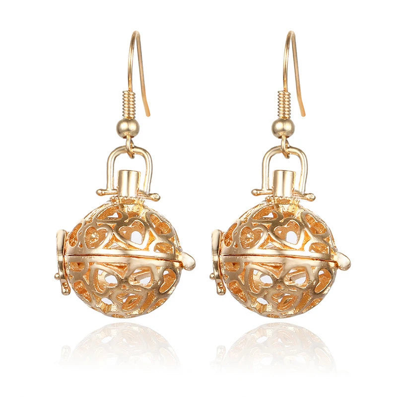 Aromatherapy Heart Cage Earrings Crystal Ear Drop Accessories Perfume Essential Oil Diffuser Locket Women Earrings Gift Jewelry