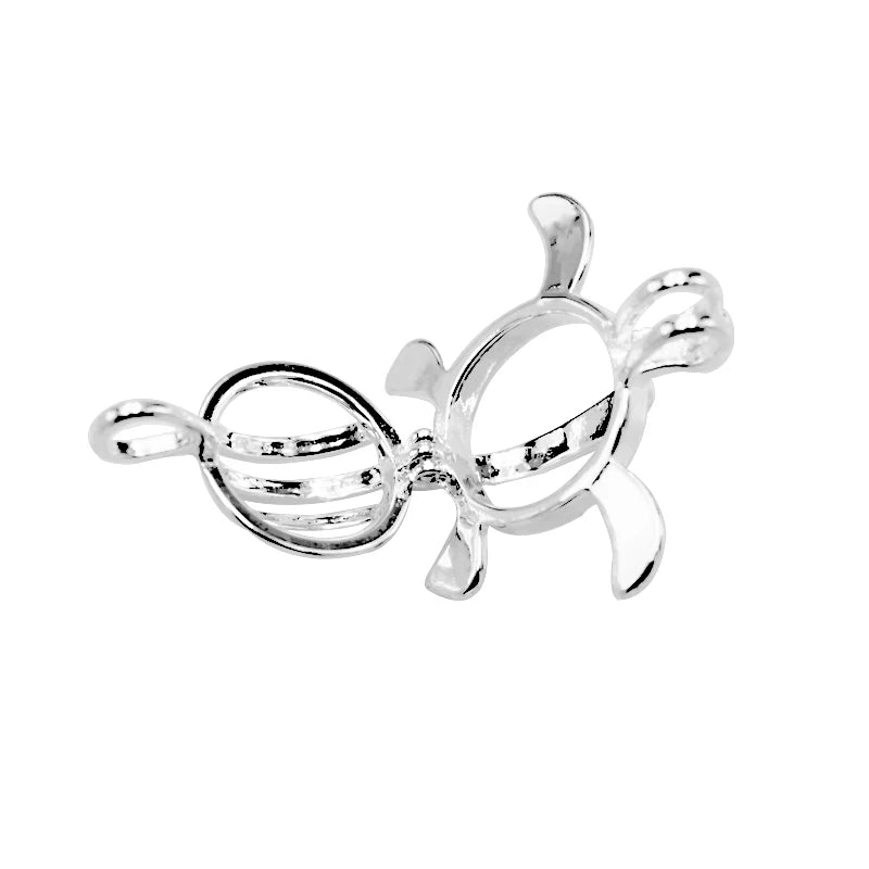 24*22mm Turtle Tortoise Essential Oil Diffuser Pearl Cage Pendant,Aromatherapy Locket Necklace Volcanic Setting Lava Stone