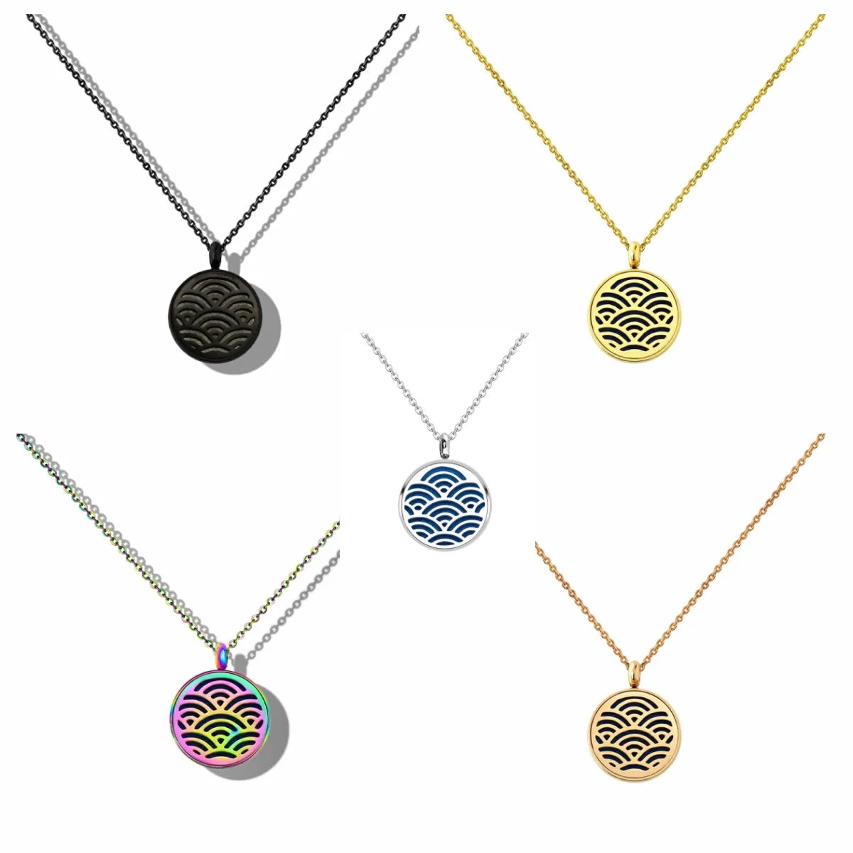 12mm Diffuser Perfume Necklace Locket For Women 316L Stainless Steel Jewelry Gold Color Essential Oil Aromatherapy Pendant Chain