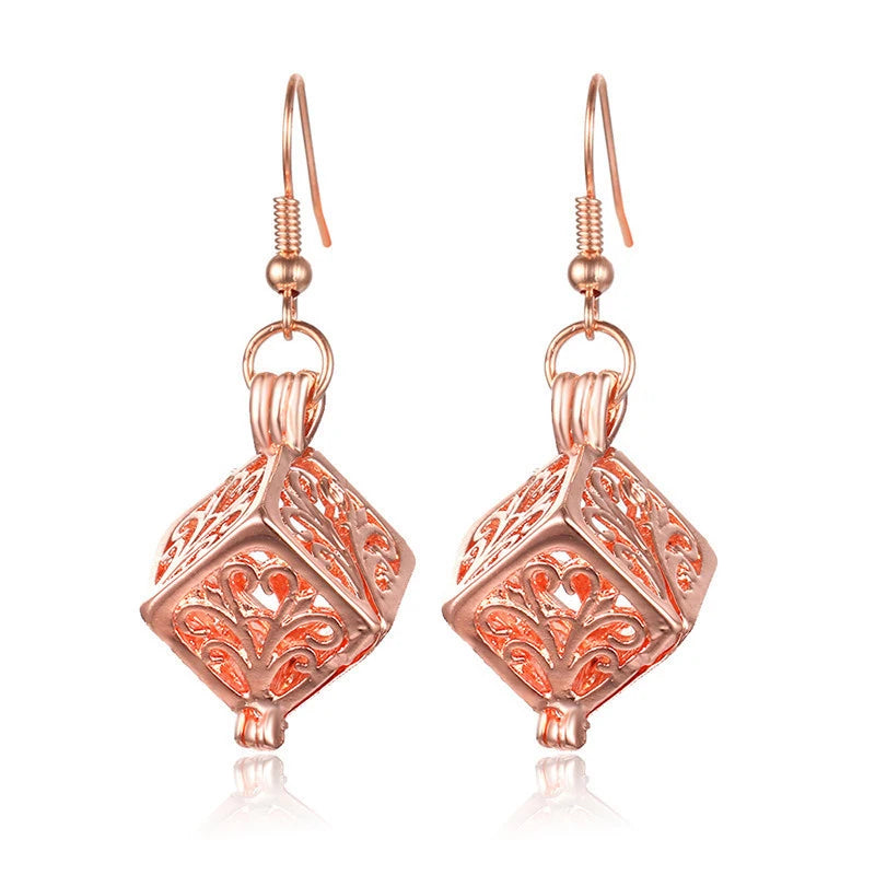 Aromatherapy Heart Cage Earrings Crystal Ear Drop Accessories Perfume Essential Oil Diffuser Locket Women Earrings Gift Jewelry