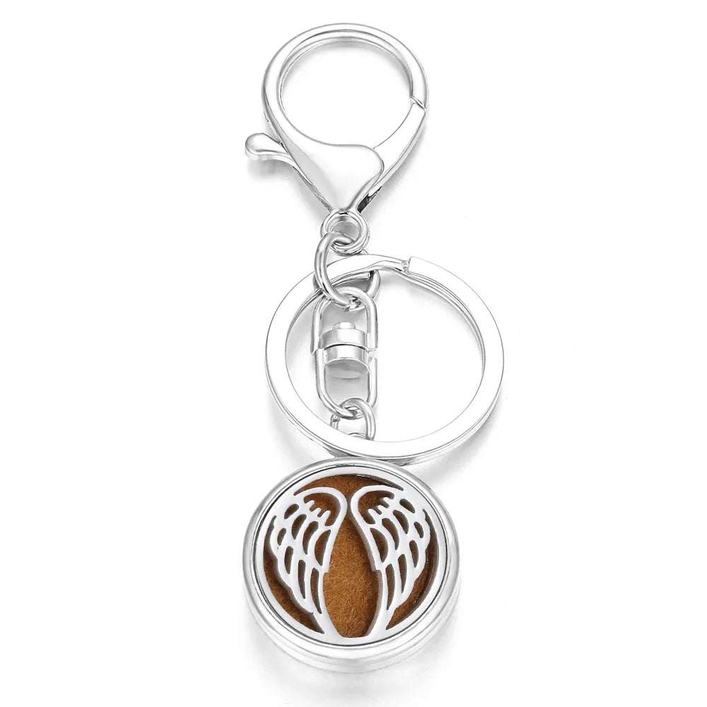 10pcs/lot Wholesale Perfume KeyChain Jewelry Essential Oil Diffuser Keyrings Aromatherapy KeyChain Lockets Aroma Jewelry