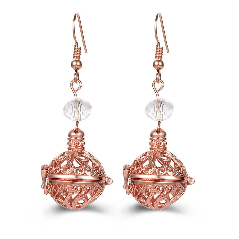 Aromatherapy Heart Cage Earrings Crystal Ear Drop Accessories Perfume Essential Oil Diffuser Locket Women Earrings Gift Jewelry