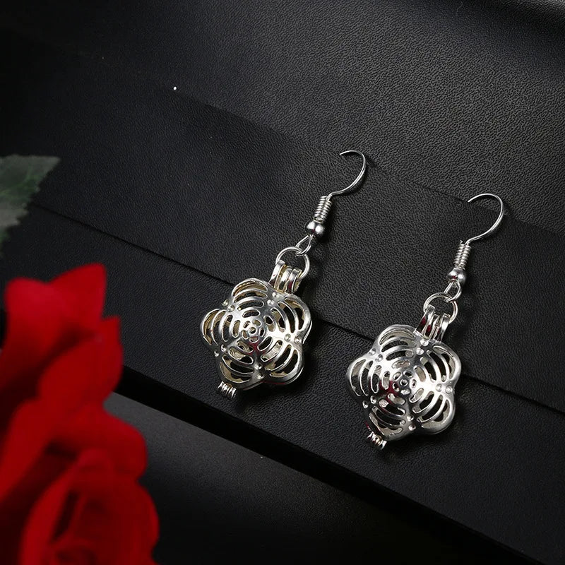 Aromatherapy Heart Cage Earrings Crystal Ear Drop Accessories Perfume Essential Oil Diffuser Locket Women Earrings Gift Jewelry