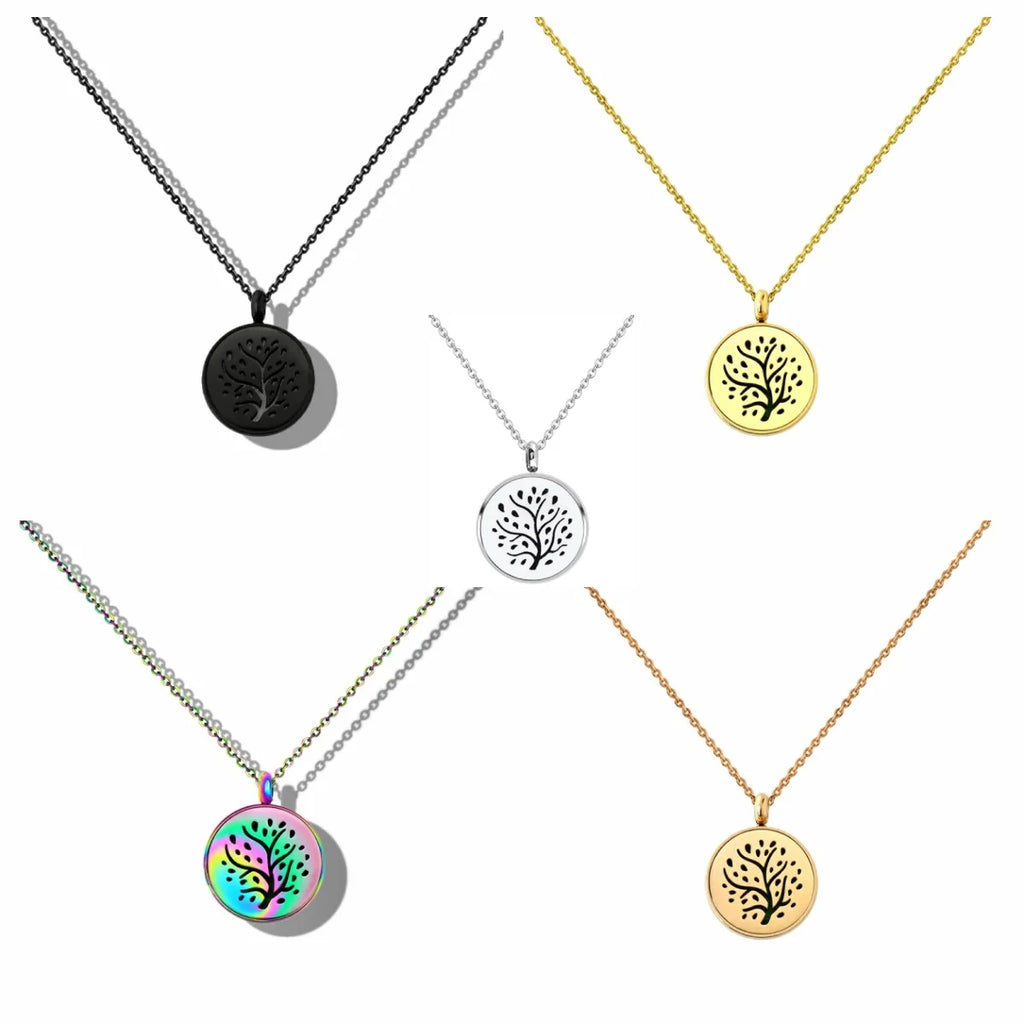 12mm Diffuser Perfume Necklace Locket For Women 316L Stainless Steel Jewelry Gold Color Essential Oil Aromatherapy Pendant Chain