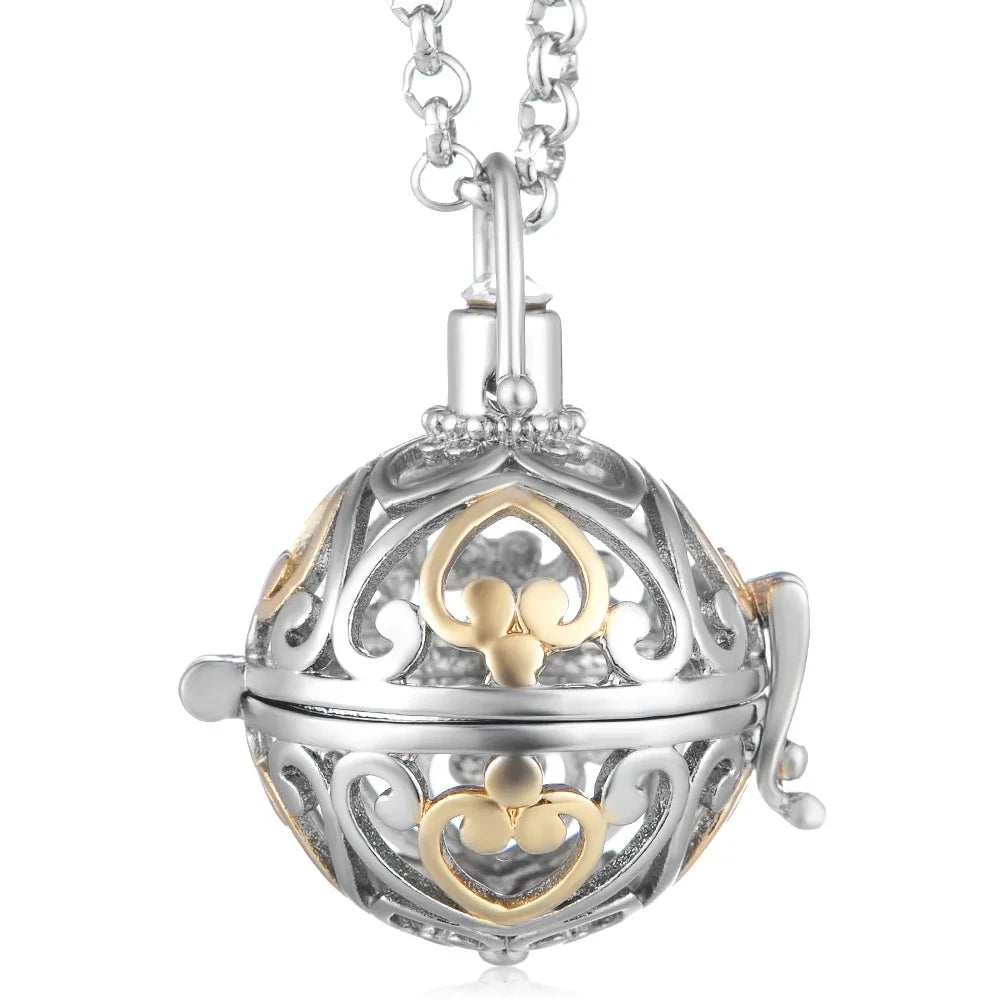 Mexico Chime Two-Color Feather Caller Locket Piano Ball Necklace Essential Oil Diffuser Perfume Musical Note Pendant New Jewelry